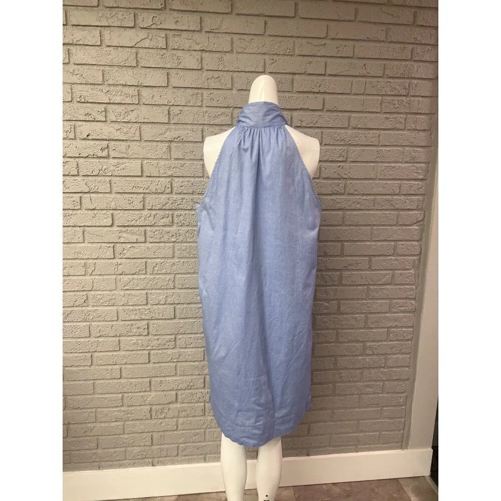 J.Crew Women Necktie Blue Oxford Cotton Dress Size 12T